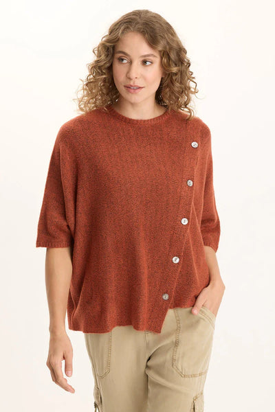 Osiris Asymmetrical Button Detail Knit Poncho - 606River