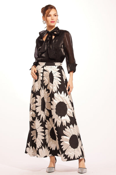 Eva Franco Special Occasion Black Print Maxi Skirt
