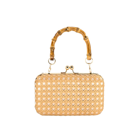 Rattan All Natural Summer Clutch With Bamboo Handle - 606River