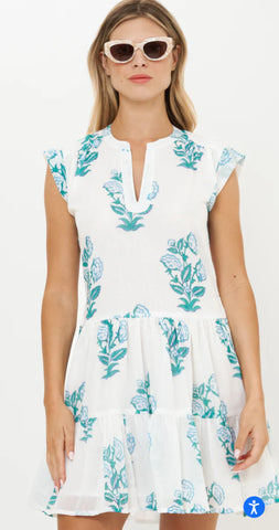 Oliphant Salvia Roll Sleeve easy breezy cotton dress - 606River