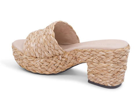 Raffia Chunky Comfortable Slide Platform Sandal