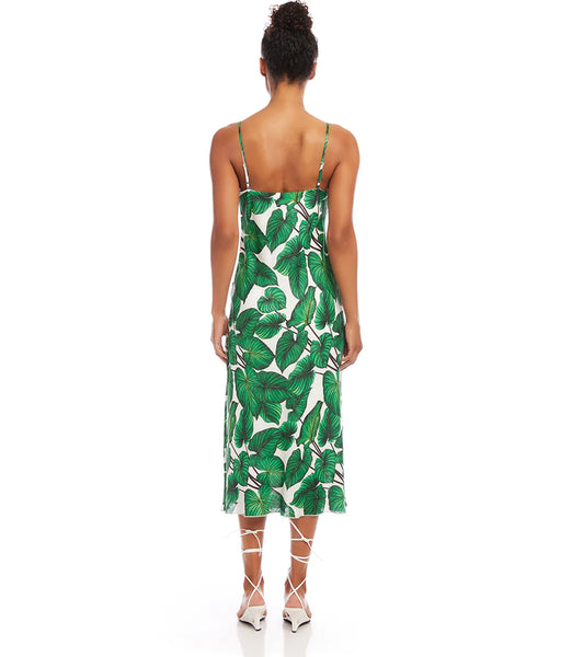 Karen Kane Bias Palm Print Linen Dress