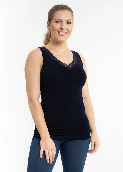 V-Neck with Lace Trim   One Size  By Elietian - 606River