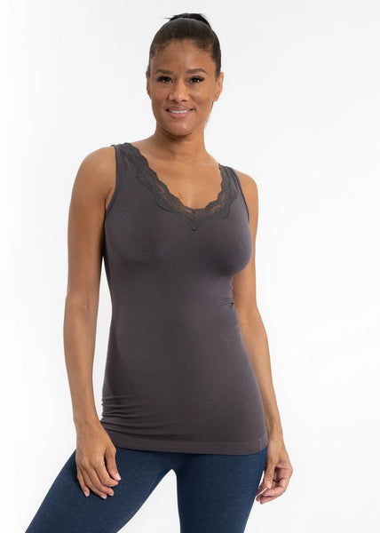 V-Neck with Lace Trim   One Size  By Elietian - 606River