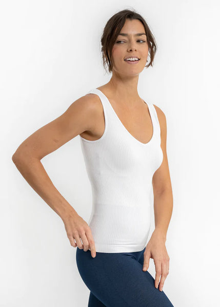 Elietian Ribbed Texture Layering V-Neck or Scoop Neck Tank Top