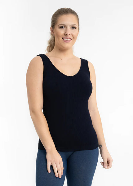 Elietian V-Neck Ribbed Tank Top One Size  By Elietian - 606River