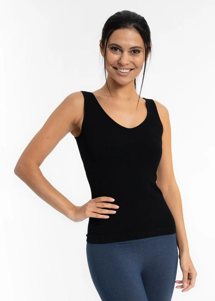 Elietian V-Neck Ribbed Tank Top One Size  By Elietian - 606River