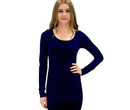 Elietian Solid Long Sleeve Scoop Neck Top - 606River