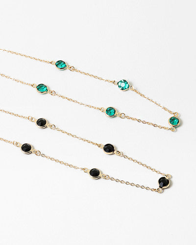 Delicate Green Black Crystal Stone Delicate Necklace