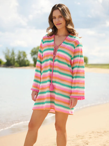 Pink Orange Beach Cover Up Dress - 606River