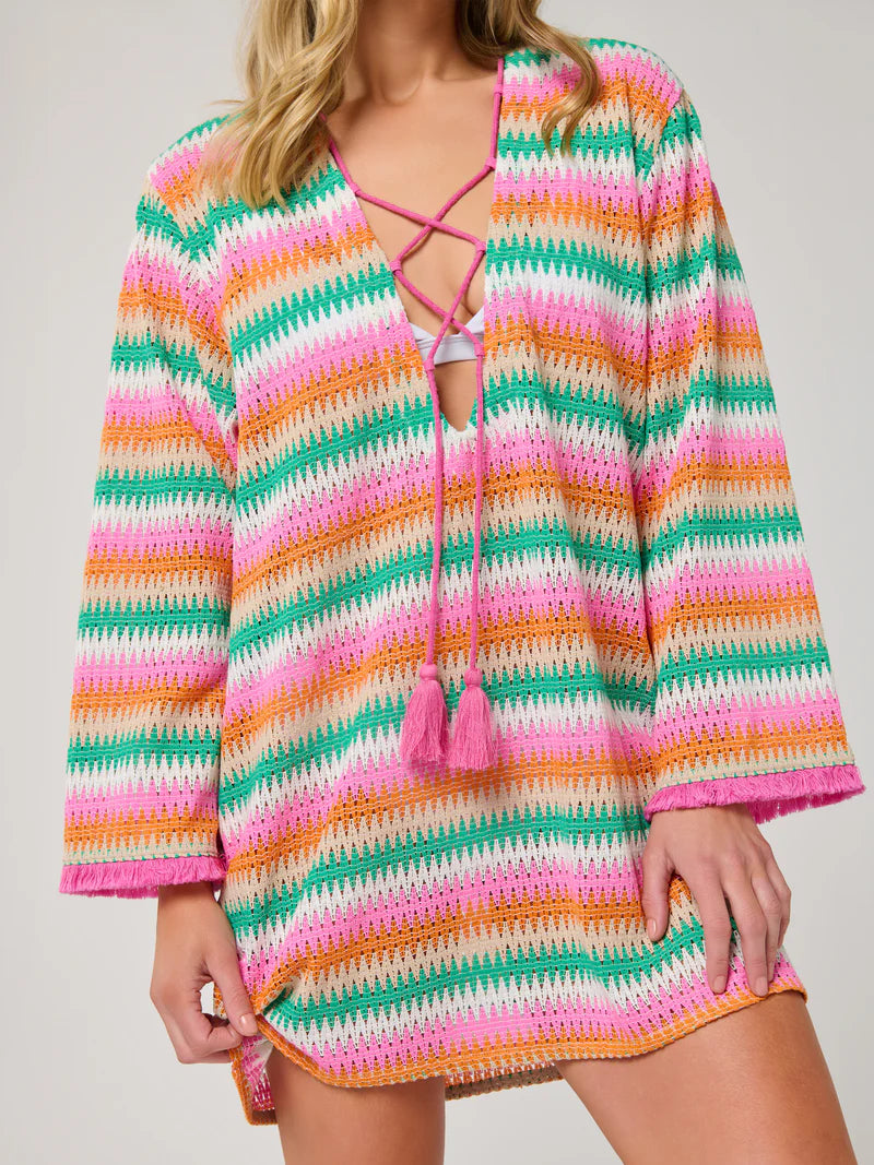 Pink Orange Beach Cover Up Dress - 606River
