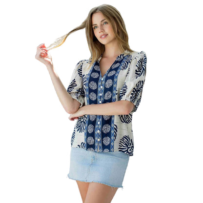 Navy Print Abstract Top - 606River