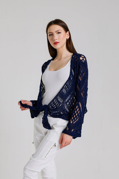 Kandra Open Knit Tie Front Bolero (CLS303) - 606River
