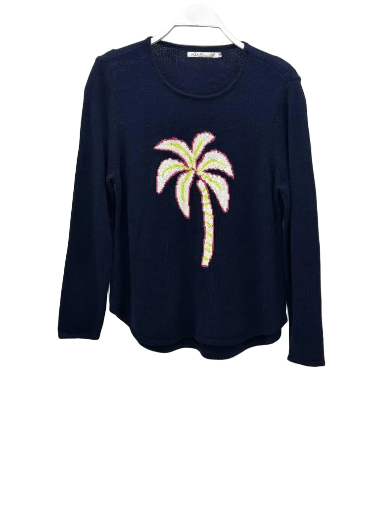 Navy Sweater With Palm Tree by LULU B