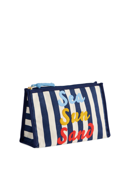 "SEA SUN SAND" ZIP POUCH,NAVY - 606River