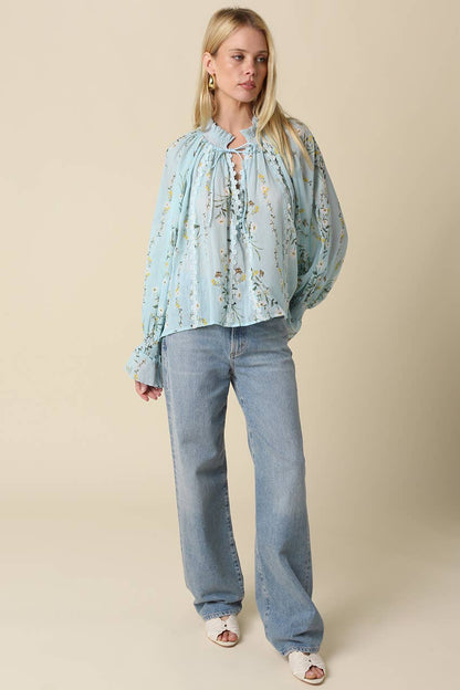 Lyla Floral Tie-Neck Blouse - 606River