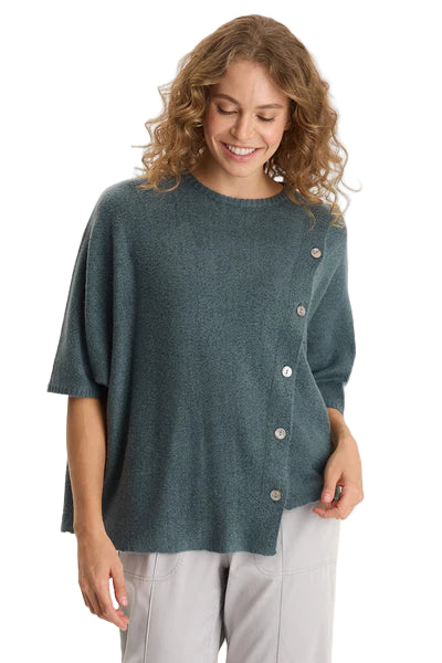 XCVI Osiris Asymmetrical Button Detail Knit Poncho