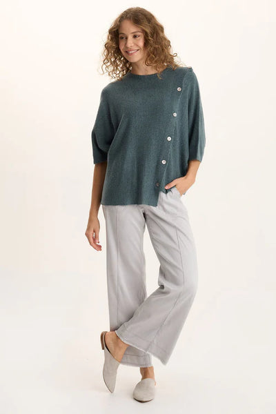 Osiris Asymmetrical Button Detail Knit Poncho