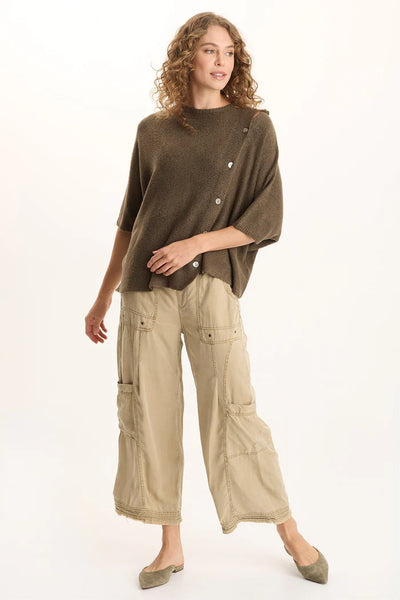 Osiris Asymmetrical Button Detail Knit Poncho