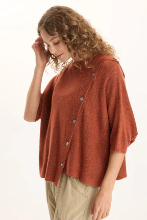 Osiris Asymmetrical Button Detail Knit Poncho