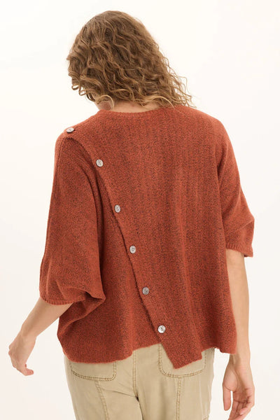 Osiris Asymmetrical Button Detail Knit Poncho