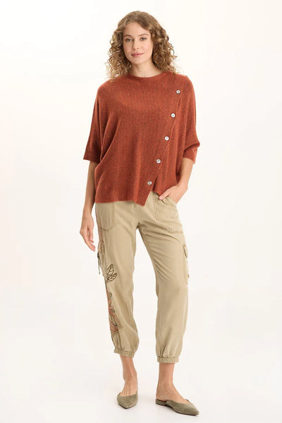 Osiris Asymmetrical Button Detail Knit Poncho