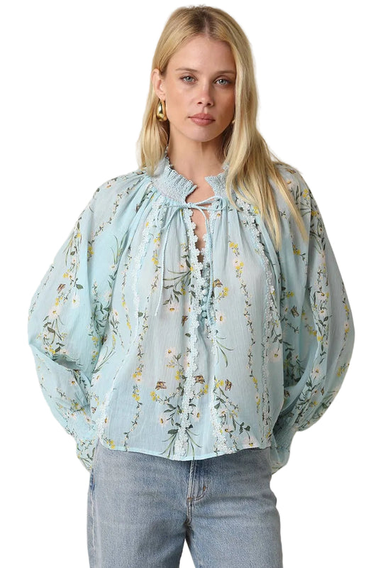 Lyla Floral Tie-Neck Blouse - 606River