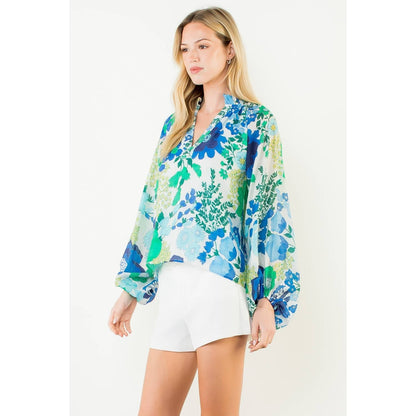 Floral Print Long Sleeve Top - 606River