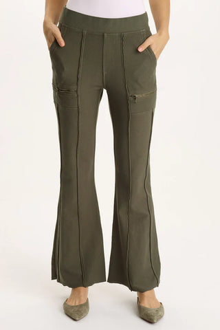 Ninian Twill Knit Zipper Pocket Flared Pant