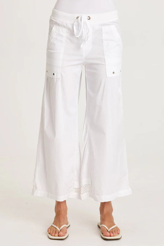Roel Crop Poplin Pant in White