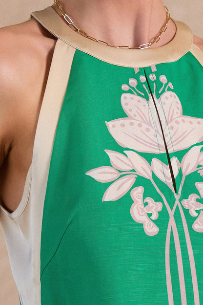 Sleeveless Green Floral Top