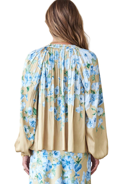 Neutral Blue Floral Relax Fit Blouse