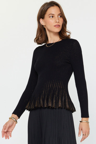Pull Over Metallic Knit Sweater Top