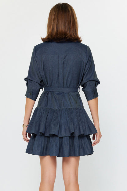 Short Belted Denim Dress by Current Air