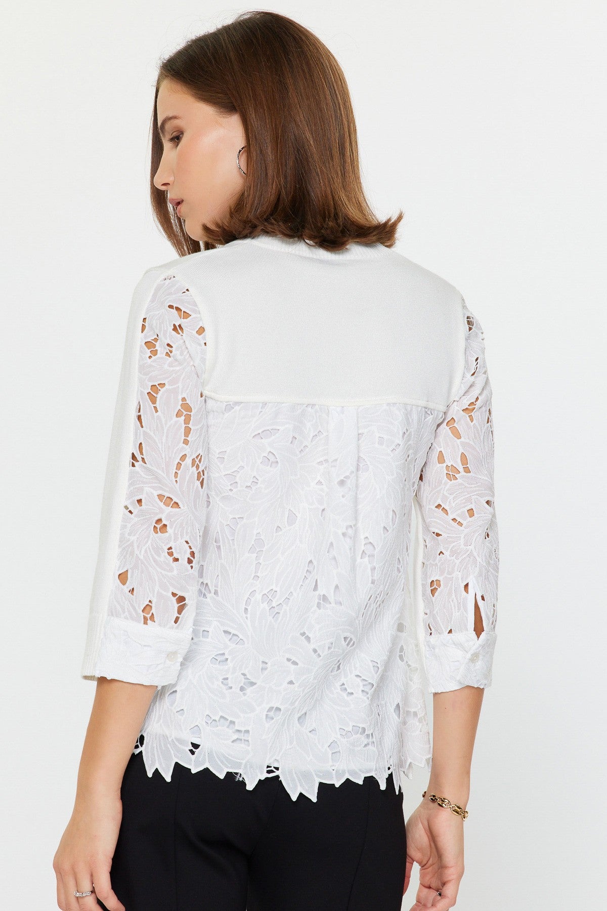 White Lace Knit Top by Current Air