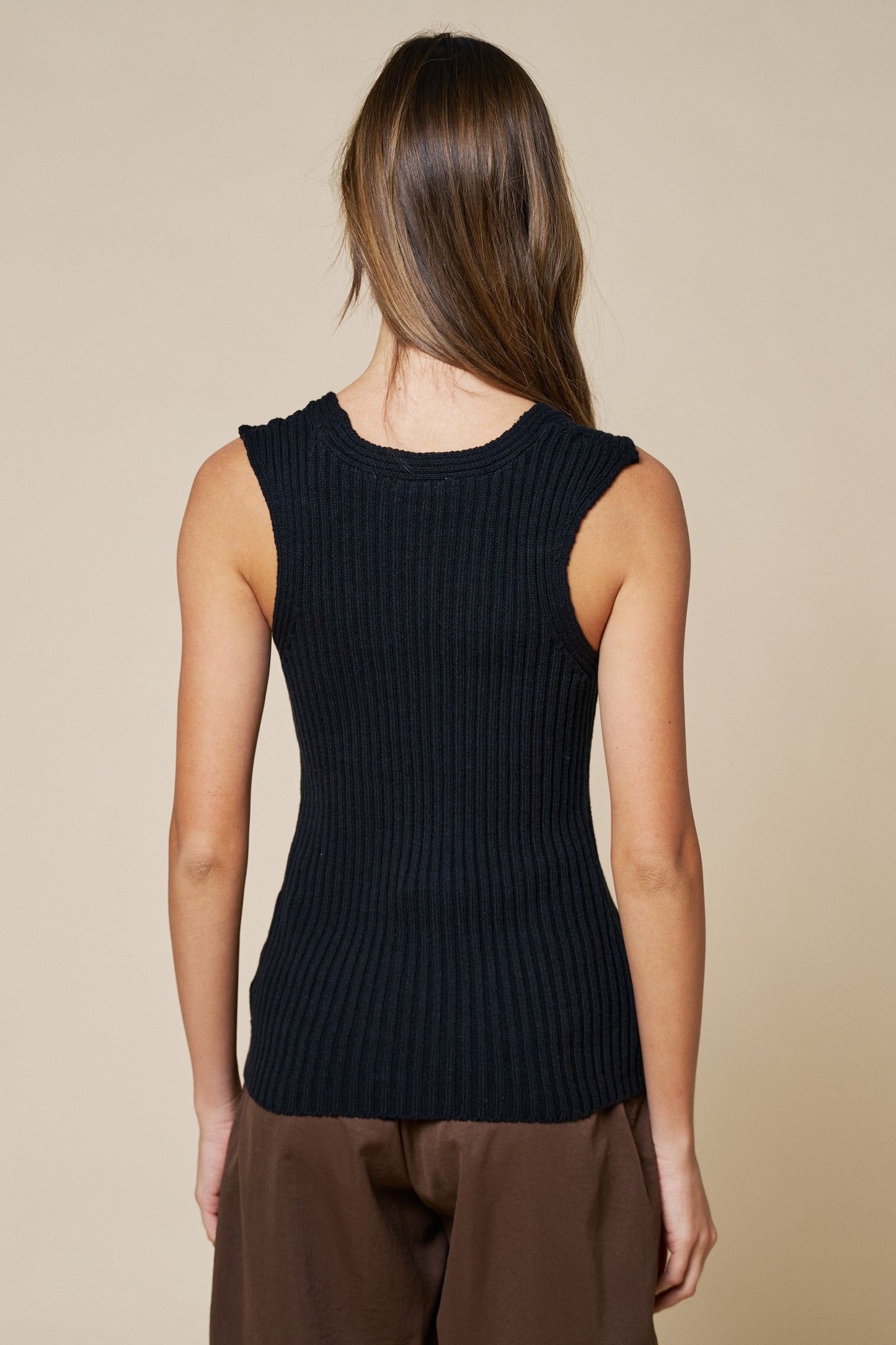 Black Ribbed Cut Out Top - 606River