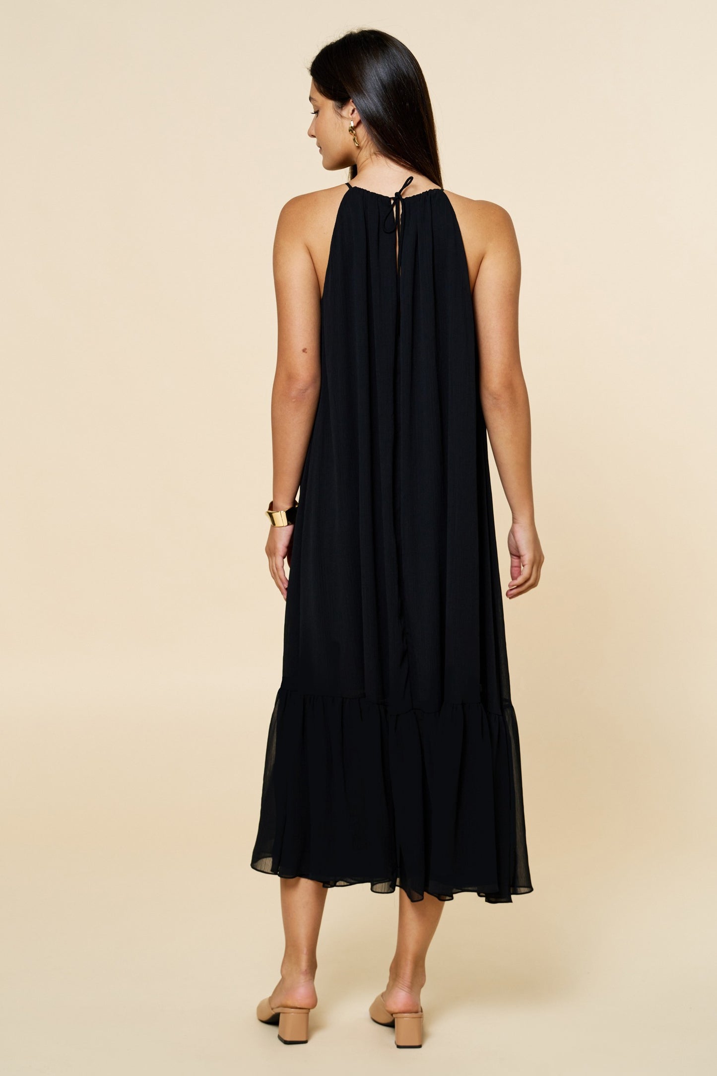 Black Beaded Keyhole Sleeveless Maxi Dress - 606River