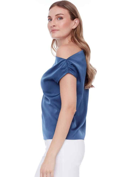 LILY SOLID SATIN ASYMMETRIC TOP