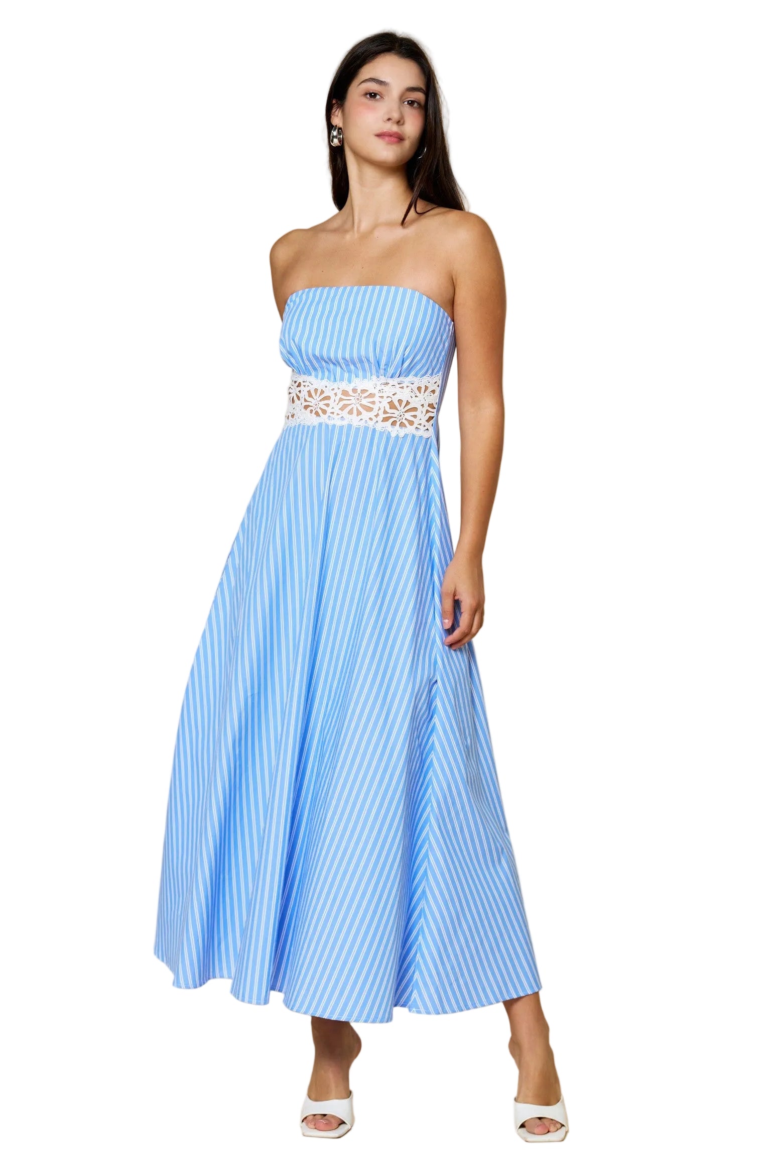 6922 Blue White Stripe Maxi Dress – 606River