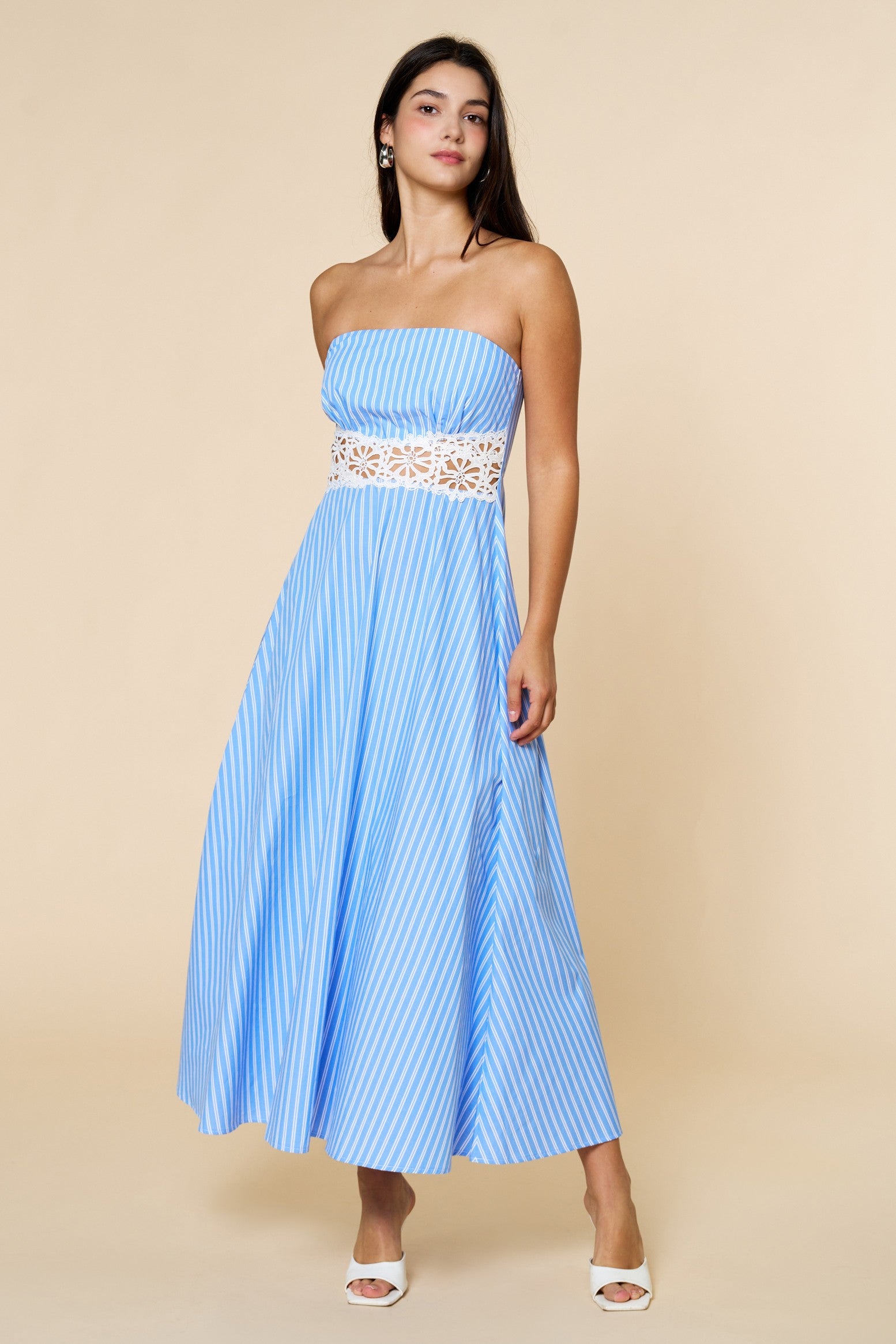 6922 Blue White Stripe Maxi Dress - 606River