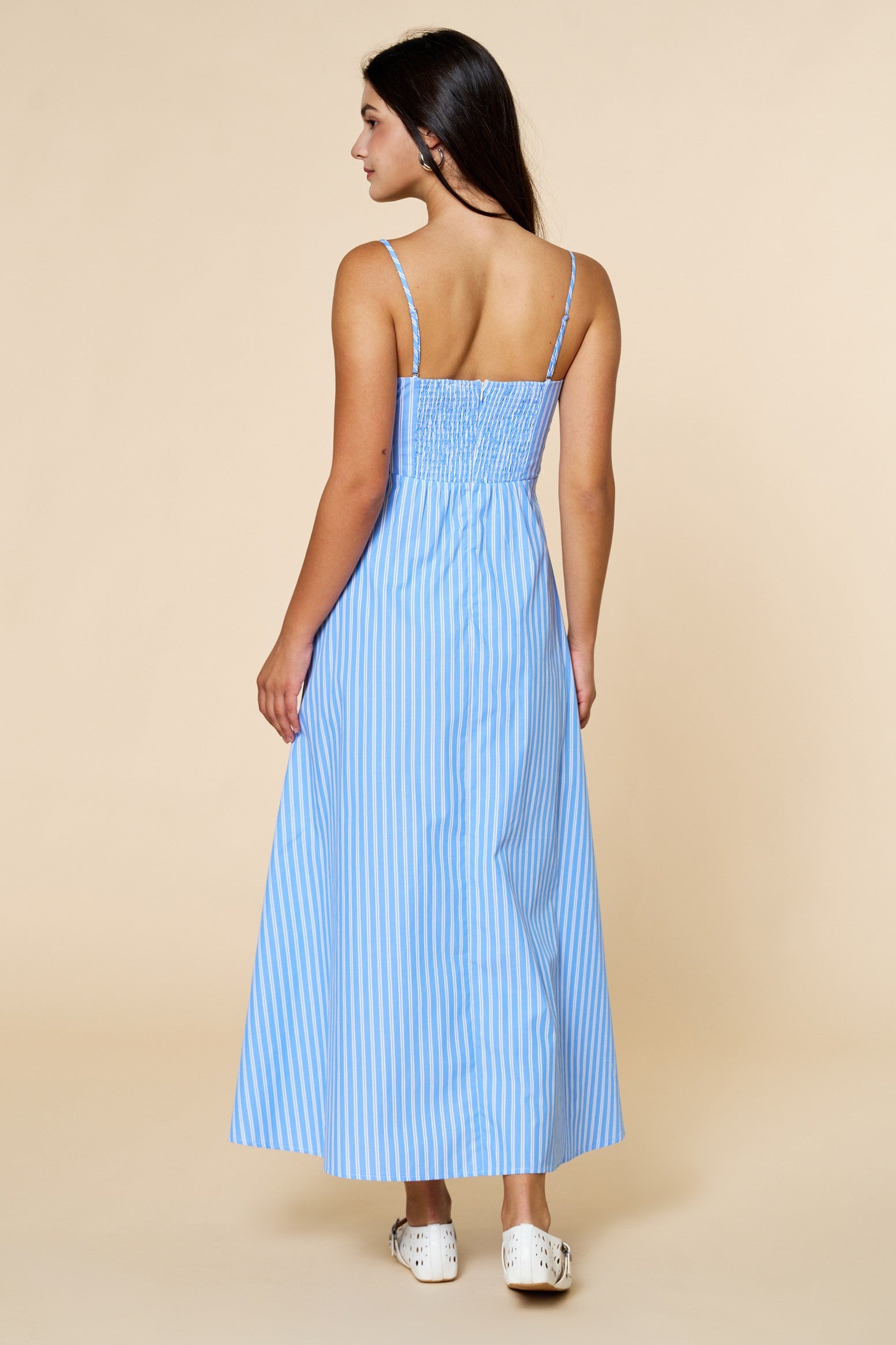 6922 Blue White Stripe Maxi Dress - 606River