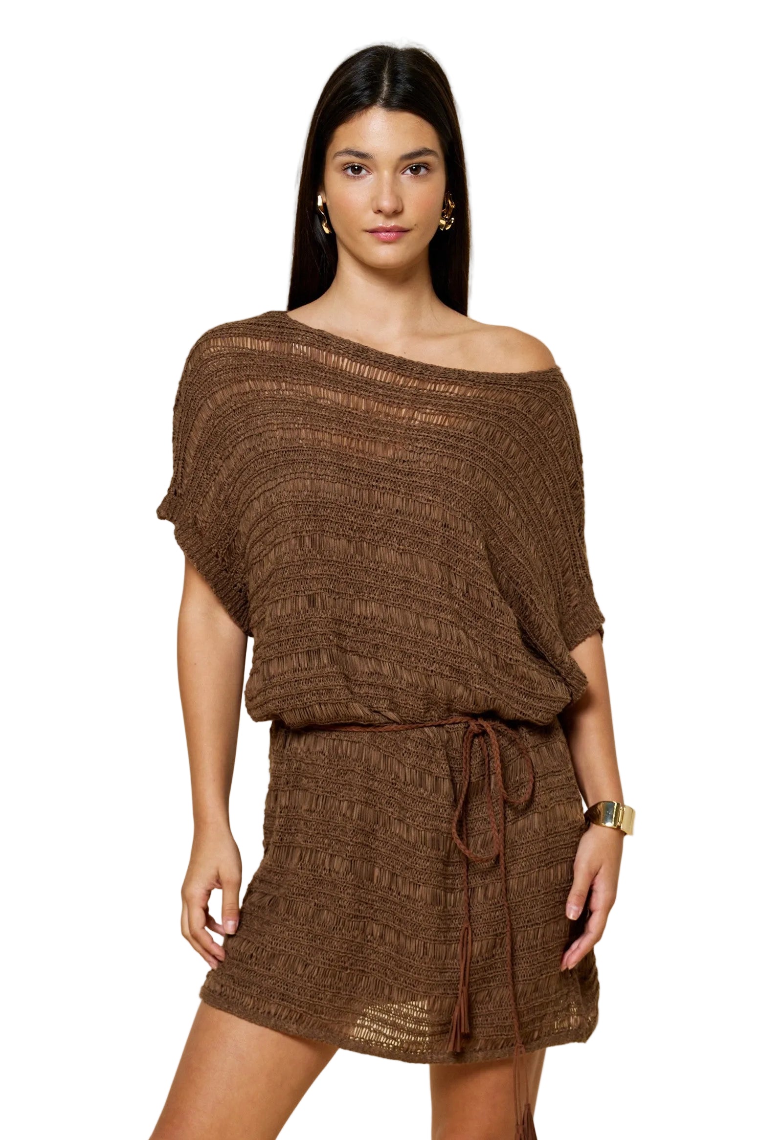 Brown Crochet Dress - 606River