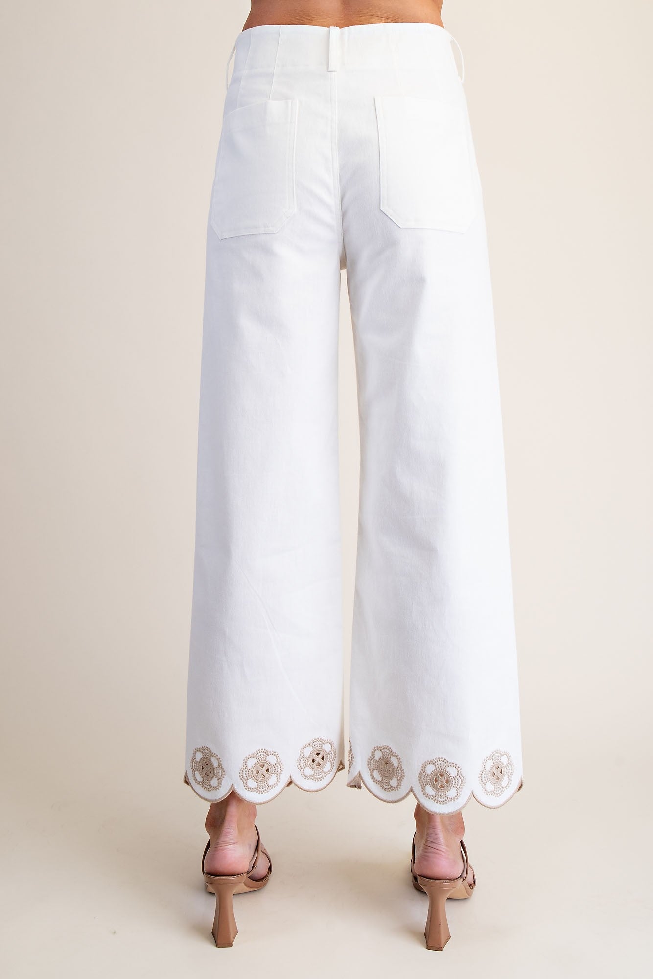 Colette White Scallop Cotton Pant