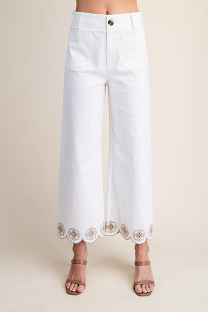 Colette White Scallop Cotton Pant