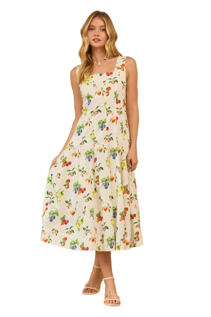 A-Line Fruit Print Dress - 606River