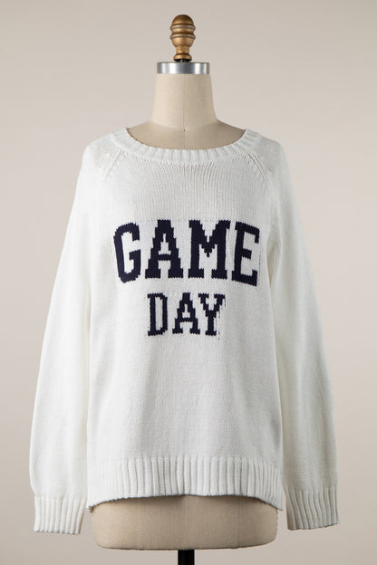 Game Day Cream Blue Sweater