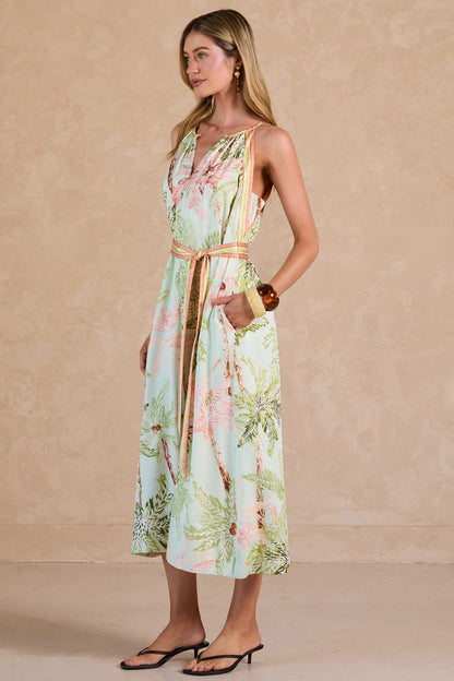 2690088 Tropical Halter Maxi Dress