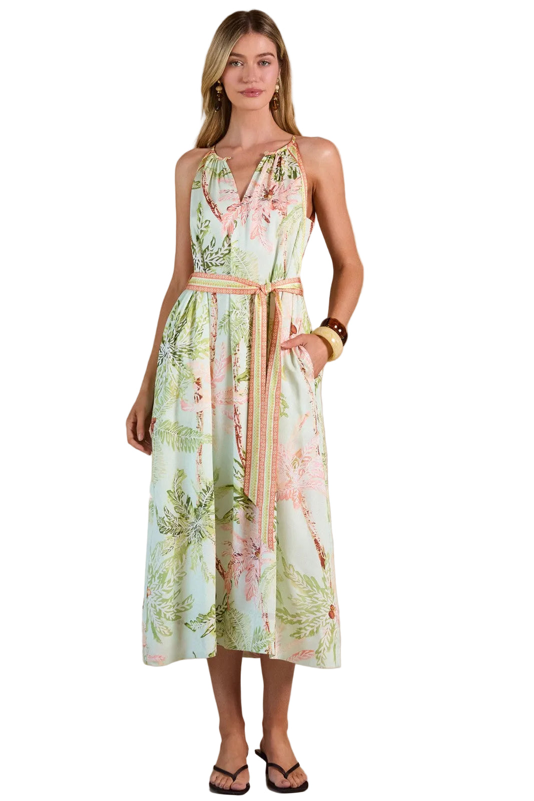 2690088 Tropical Halter Maxi Dress