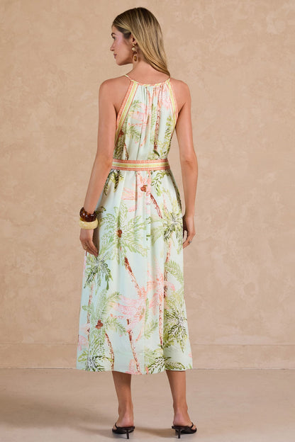 2690088 Tropical Halter Maxi Dress