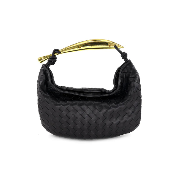 Alexa Vegan Woven Handbag With Gold Handle